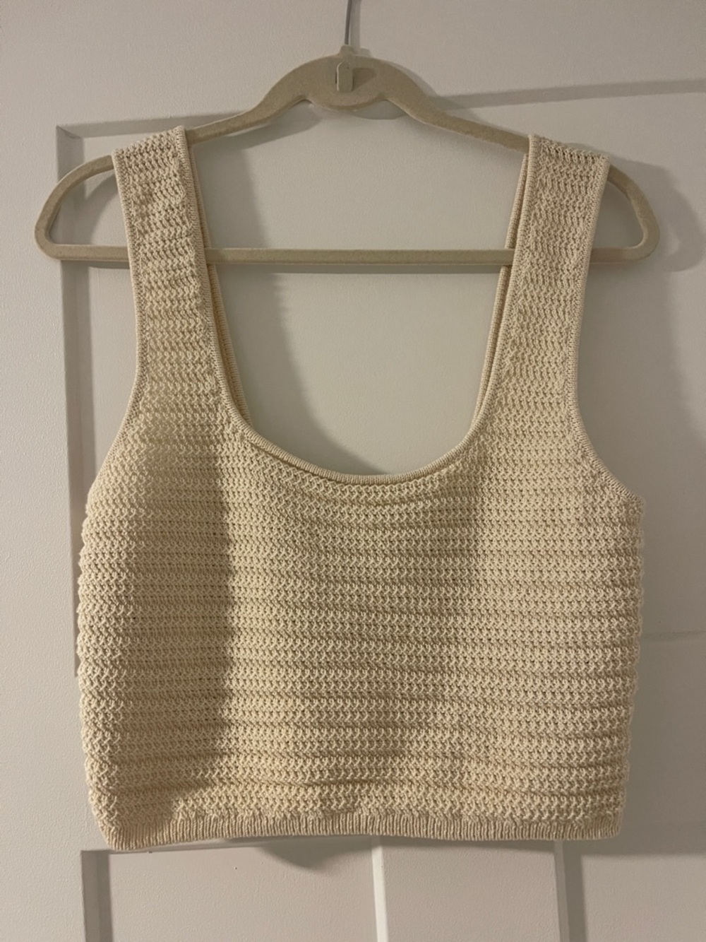 H&M Cream Cropped Knit Tank Top